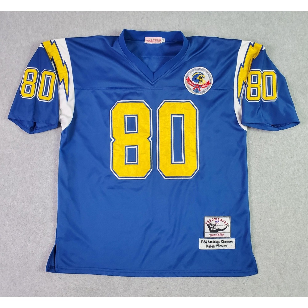San Diego Chargers 1984 Jersey Mens 50 Blue NFL Mitchell & Ness Winslow 80